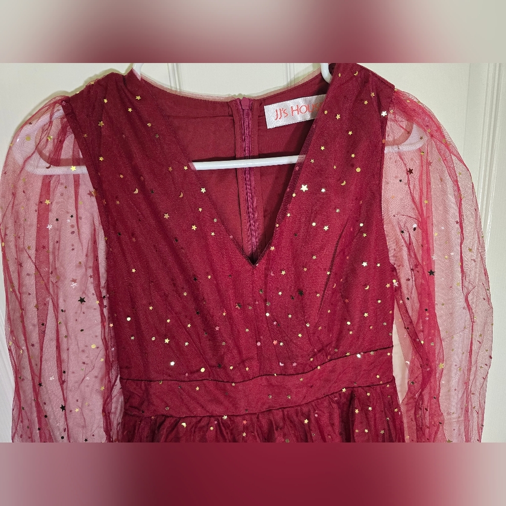NWT JJs House Womens Sparkle Star Red Special Occasion Cocktail Dress Small - Picture 11 of 14